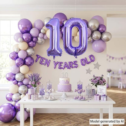 Purple Number 0 Balloon 40 Inch, Large Lavender Mylar Foil Number 0 - Image 7