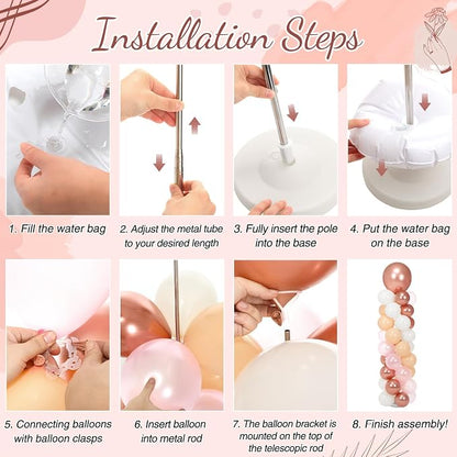 Jenaai 2 Sets 163 Pcs Pink Metallic Rose Gold Balloons Column Stand Kit Bridal - Image 4