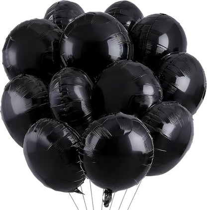 25Pcs Black Round Shaped Foil Balloons 18 Inch Mylar Balloon | Helium by Unknown