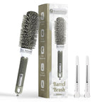 Round Brush, 32 mm/1.3 Inch Barrel with 2 Clips – Round Hair Brush with Flexible Nylon 66 Bristles Nano Ionic Heat Resistant Tech for Professional Curling, Styling & Shining Texture