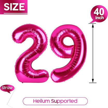29 Balloon - Hot Pink Birthday Number Balloons, 40 Inch Party Decorations | Hot - Image 5