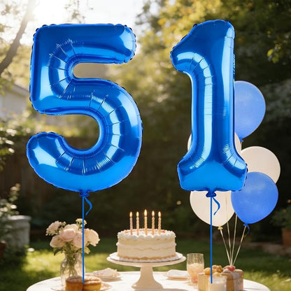 40 Inch Number 51 Balloons for 51st Birthday Party Decorations, 0-100 Dark Blue - Image 3