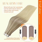Full Shine Tape in Hair Extensions Human Hair Color 18/22/60 Blonde Tape in Extensions 12 Inch Invisible Seamless Extension Silky Straight Real Remy Skin Weft 20 Pcs 30 Grams