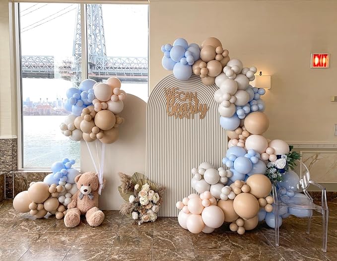 Nude Beige Double Stuffed Balloons Different Size 115Pcs 5/10/12/18" Tan - Image 5