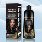Black Hair Dye Shampoo Instant 3 in 1 for Gray Hair Coverage - Herbal Formula, Semi-Permanent Hair Color in 10 Minutes, Lasts 30 Days, 100% Grey Coverage Shampoo for Men & Women, 500ml (16.9 Fl Oz)