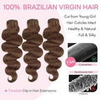 Clip in Hair Extensions Real Human Hair Body Wave 4 Chocolate Brown Clip in 100% Brazilian Remy Human Hair Extensions 8pcs Per Set with 18 Clips Double Weft 18 Inch 100g/3.6oz