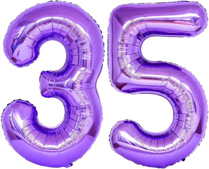 Purple 35 Number Balloons, 40 Inch Giant Number 35 Balloons Foil Mylar Helium by Lovoir