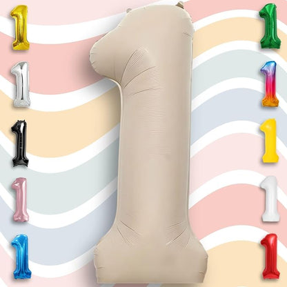 Caramel Number Balloon 1 Mylar Foil Balloons 40 inch - Image 4