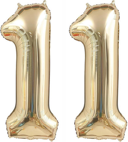 Champagne Gold 11 Balloon, 40 Inch Light Gold Number 11 Balloon Big Foil Mylar by BBPOOL