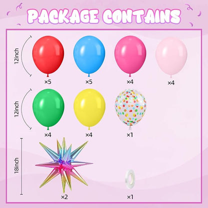 Rainbow Balloons, 12 Inches Yellow Hot Pink Lime Green Blue Red Neon Balloons - Image 2