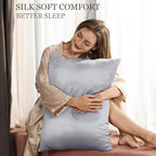 Adubor 100% Silk Pillowcase - Mulberry Silk Pillow Cases, 23 Momme 6A Grade Fibers, Silk Pillow Case for Hair and Skin Health, with Hidden Zipper (Queen 20''x30'', Silver Gray, 1PC)