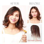 100% Human Hair Clip-on Topper - Machine Handmade Hair Pieces for Thinning Hair Loss women (25CM, BR Brown)