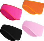 Sucrain 4 Pcs kids Ear Muffs Winter Stretch Ear Warmer Fleece Headband for Girls Boys Outside Sporting Running Ski Cycling