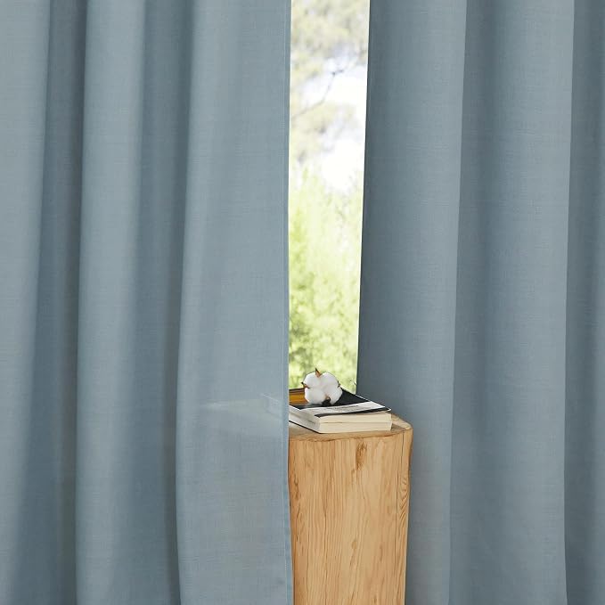 NICETOWN Linen Flax Semi Sheer Curtains 94" Length, Grommet Window Treatments - Image 3
