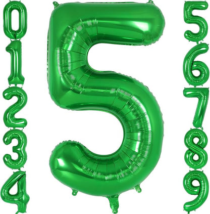 Dark Green Number 5 Balloon 40 Inch, Big Large Foil Helium Number Balloons by AIQINHU