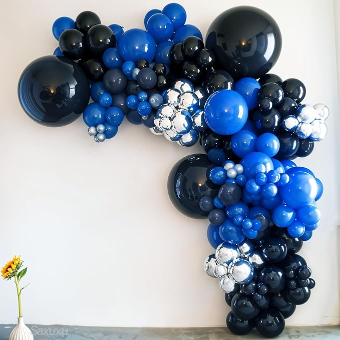 Blue And Silver Balloon Arch Kit, Dark Navy Balloons - Image 4