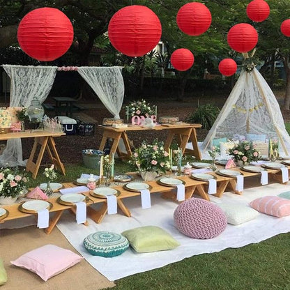 BEISHIDA 6 Inch Red Paper Lanterns 6 Packs Hanging Round Chinese Lantern | - Image 4
