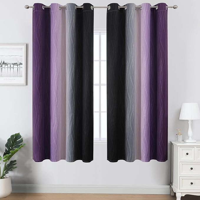 Black and Purple Ombre Blackout Curtains - Image 2