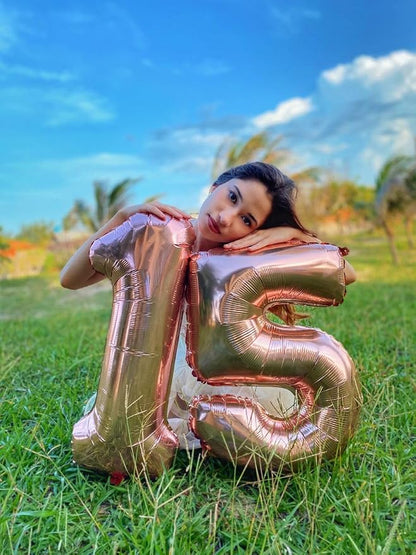 15 Balloon Number 40 Inch Rose Gold Balloons - Image 3