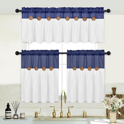 Boho Kitchen Curtains 24 Inch Length, Farmhouse Cotton Linen Tier Curtains - Image 3
