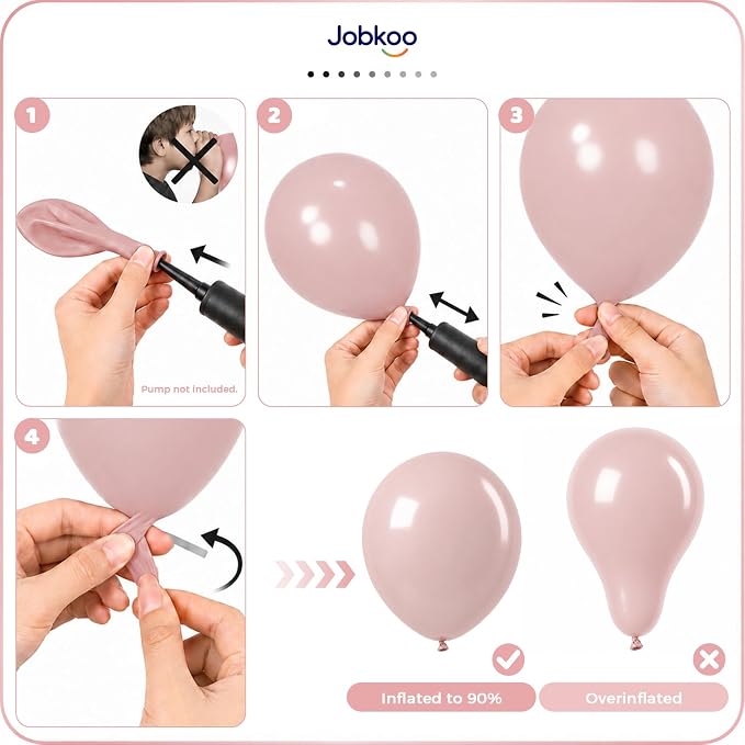 Jobkoo Dusty Pink Balloons, 12 Inch 50 Pcs Boho Blush Pink Latex Balloon | - Image 5