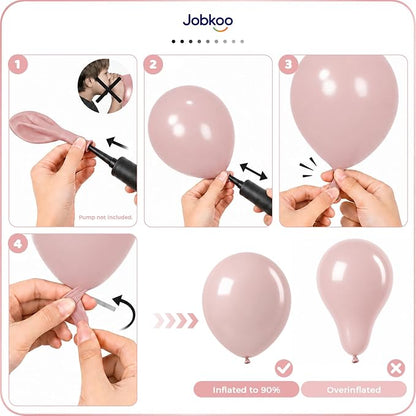 Jobkoo Dusty Pink Balloons, 12 Inch 50 Pcs Boho Blush Pink Latex Balloon | - Image 5