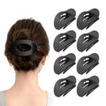 Upgraded 8 Pack French Flat Hair Clips for Women Girls, Matte Lay Flat Claw Clips, Large No-Slip Claw clips for Thick & Thin Hair, Strong Hold Styling Barrettes Accessories for Daily Styling(Black)