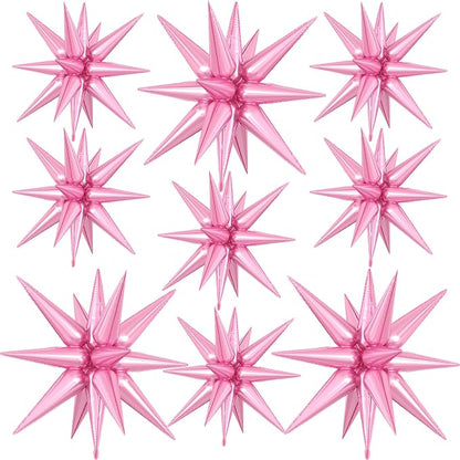 9Pcs Pink Star Balloons, Large Explosion Star Foil Balloons, Metallic Pink by Dagelar