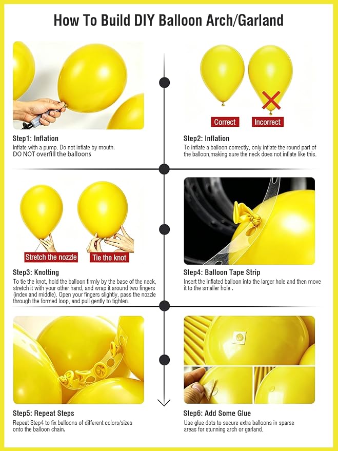 Yellow Balloons 125 Pcs Different Sizes 18 12 10 5 Inch Matte Yellow Latex - Image 5