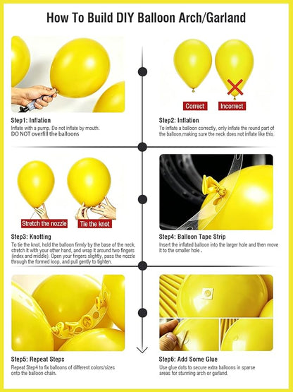 Yellow Balloons 125 Pcs Different Sizes 18 12 10 5 Inch Matte Yellow Latex - Image 5