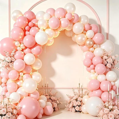 Pink White Balloon Garland Arch Kit 160Pcs Pink White Latex Balloons - Image 4