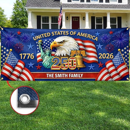 Personalized 250 Years of Freedom USA Banner 1776-2026, Patriotic American - Image 6