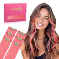 WENNALIFE Light Pink Clip in Hair Extensions Real Human Hair 35g 6pcs 18 Inch Colored Hair Extensions for Kids Women Colorful Hair Pieces Pop-up Style Straight Extensiones De Cabello Humano Con Clip