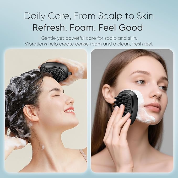 EKZ Sonic Vibrating Scalp Massager Shampoo Brush: Electric Silicone Hair Scrubber for Deep Scalp Clean, Dandruff Removal, Exfoliation, Stress Relief & Hair Growth –Suitable for Women, Men, Kids & Pets