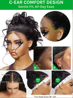 KLAIYI Water Wave Pre Cut 360 Full Lace Frontal Glueless Wig Human Hair Drawstring Pre Plucked Bleached Bye Bye Knots Pre Everything Ready to Wear And Go Curly Beginner Wig with Baby Hair 180% 24Inch