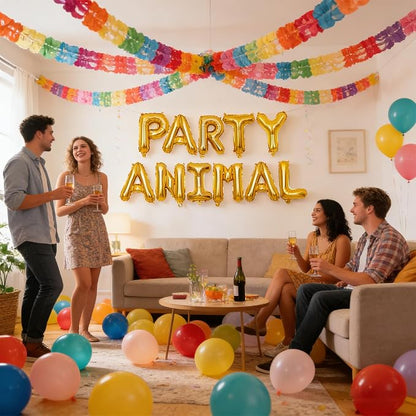 2 Set 22Pcs Gold PARTY ANIMAL Letter Balloons 16in Balloon Foil Letter - Image 6