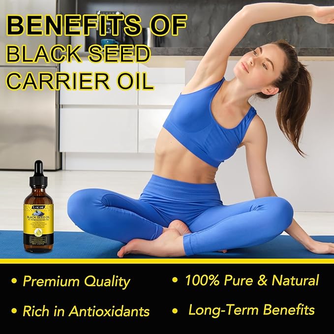 Uocasi Black Seed Oil, Cold Pressed, 100% Pure & Natural , Hair Growth & Skin Care, 2.02 Fl Oz