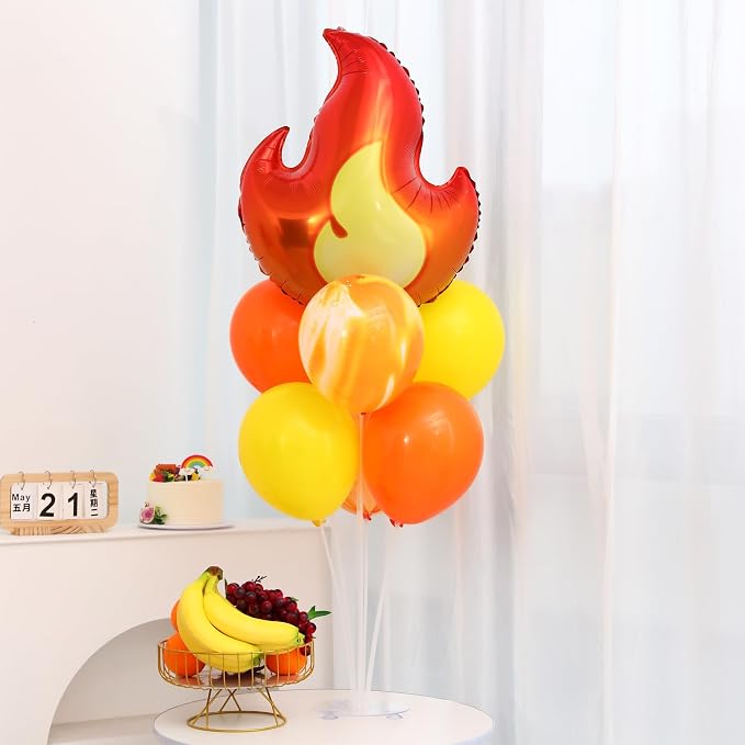 Fire Party Balloon, 2 Sets Fire Balloon Stand Kit on Table Decoration | 2 Fire - Image 2