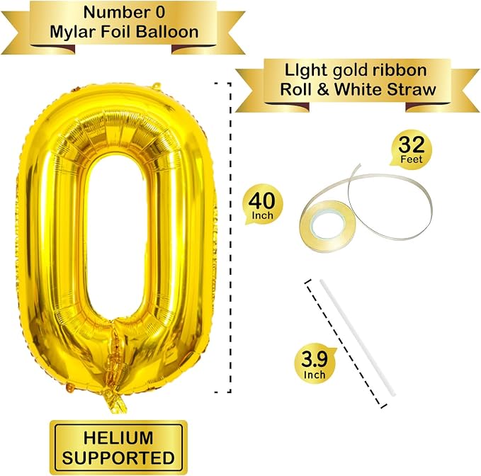 Gold Number Balloons Birthday Balloons - Image 3