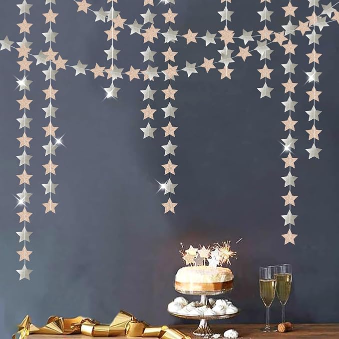 Champagne Glitter-Silver Party-Decorations Birthday Garland - 62ft Twinkle - Image 5