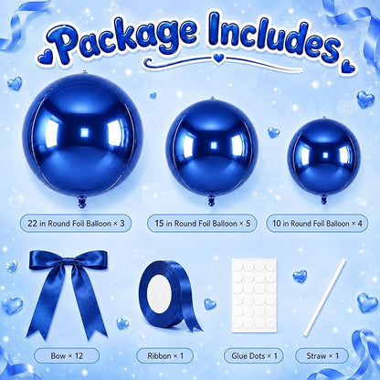 Navy Blue Round Foil Balloons - Image 2