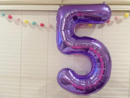 5 Balloon Numbers Party Decorations, 40In Purple Balloons - Image 3