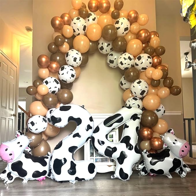 Cow Print Number Balloons 5 for Kids, 40 Inch Foil Large Number 5 Self - Image 4