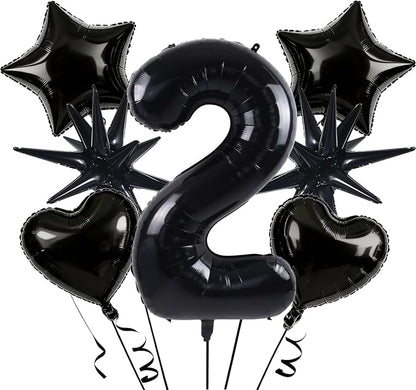 TONIFUL 2nd Birthday Balloons Kit 40 Inch Black Large Number 2 Foil Balloon | by TONIFUL