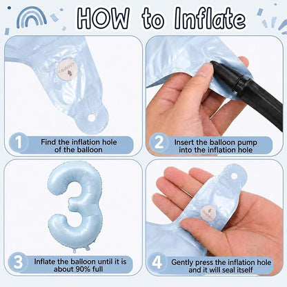 Baby Blue Number 10 Balloon 40 Inch, Sky Pastel Foil Set Party Supplies | Chic - Image 5