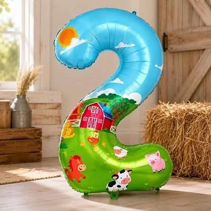 40'' Farm Number 2 Balloon, Farm Animal Birthday Decorations, Farm Barnyard 2nd - Image 5