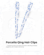 AIMIKE 4.8" Porcelia Qing Clips for Styling – Built-In Silicone Band Duckbill Hair Clips, No-Crease Non-Slip Sectioning Clips for Thick, Curly Hair, Ideal for Makeup, Hairstyling & Rollers, 4-Pack