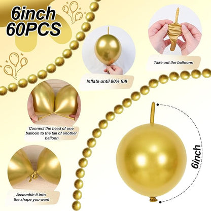 Gold Quick Link Balloons, 6inch Linkable - Image 2