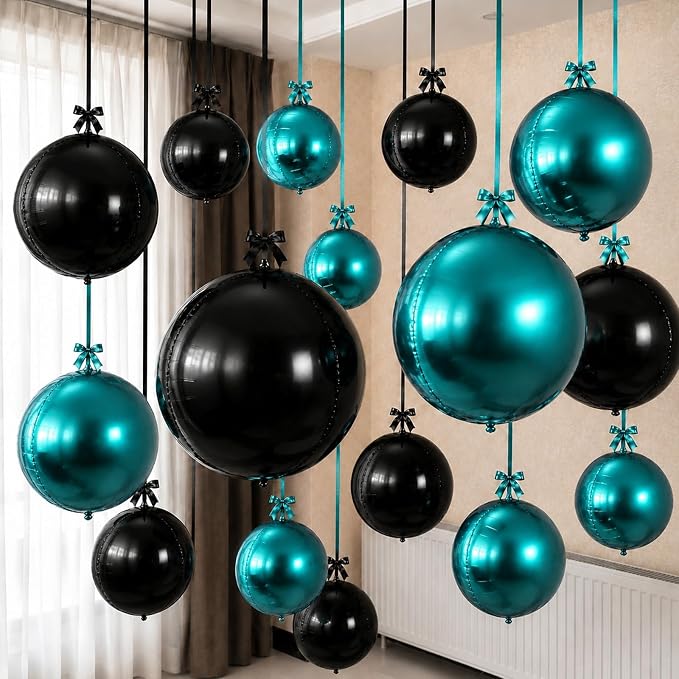 Emerald Green Black Round Foil Balloons by Togvu