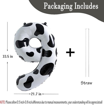 Cow Print Number 9 Balloon, Large 40 Inch Cow Number Birthday Balloons | Helium - Image 4